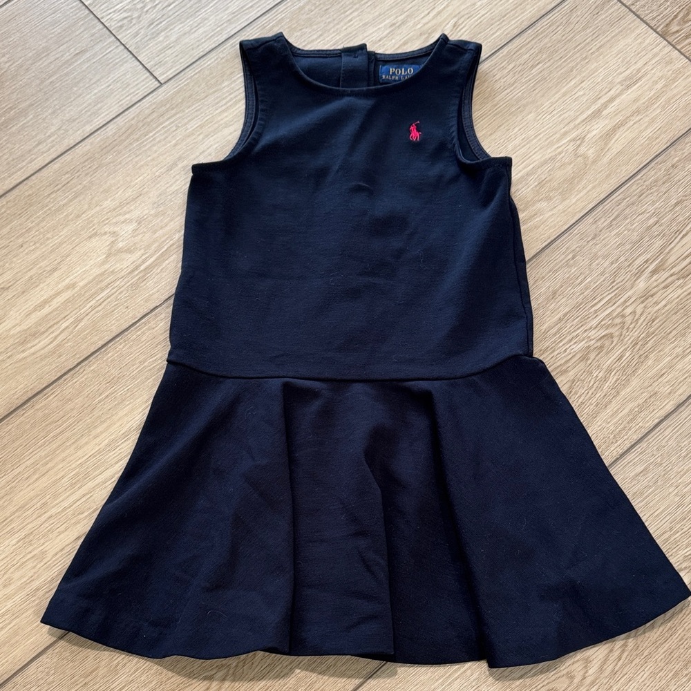 Polo Ralph Lauren Navy Button Back Dress Size 5| Preppy Flowy back to school